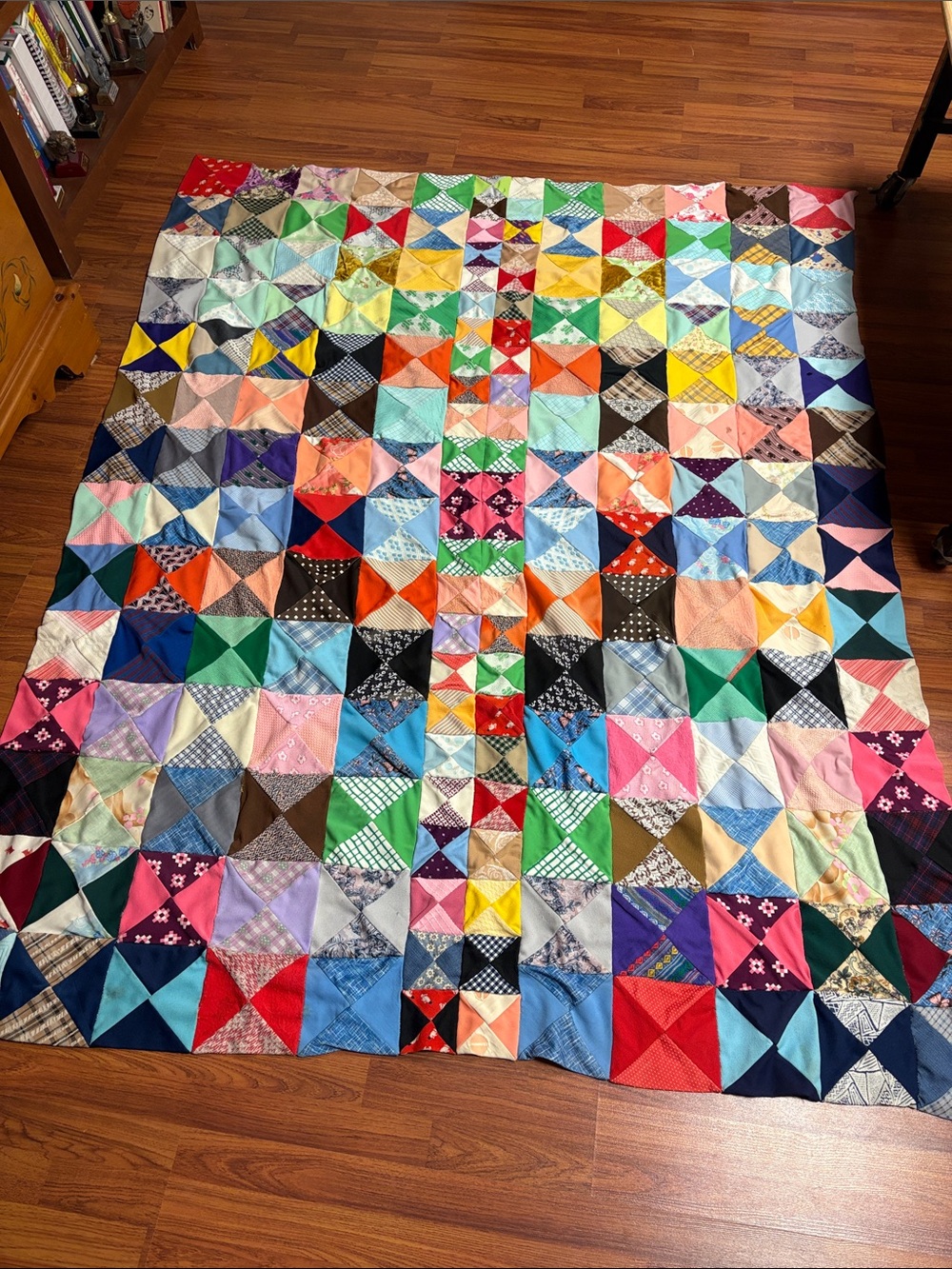 Colorful Vintage Patchwork Quilt Topper Polyester 86x67